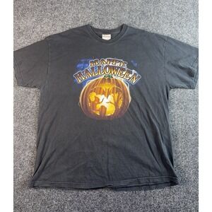 2000s Halloween T-Shirt Hanes Heavyweight Ghost Pumpkin Black XL